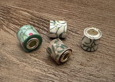 Papierperlen mit 925erSilber-Ösen, passend für Pandora, Trollbeads oder Elfbeads